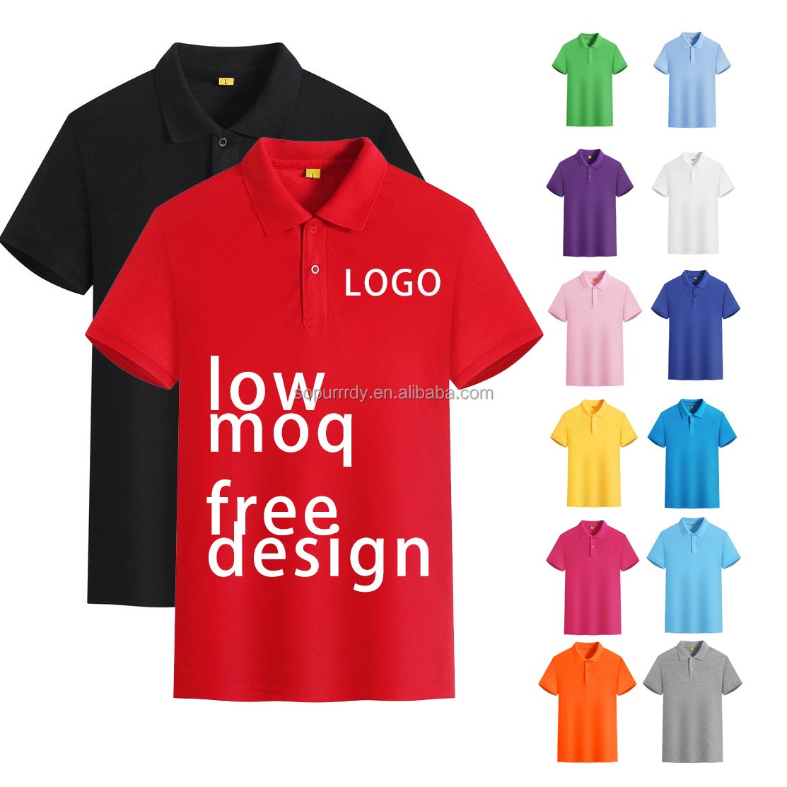 Polo T-Shirt Advertising Polyester / Cotton Custom Logo Designed Brand Solid Color Men's Regular-Fit Quick-Dry Golf Polo Shirt