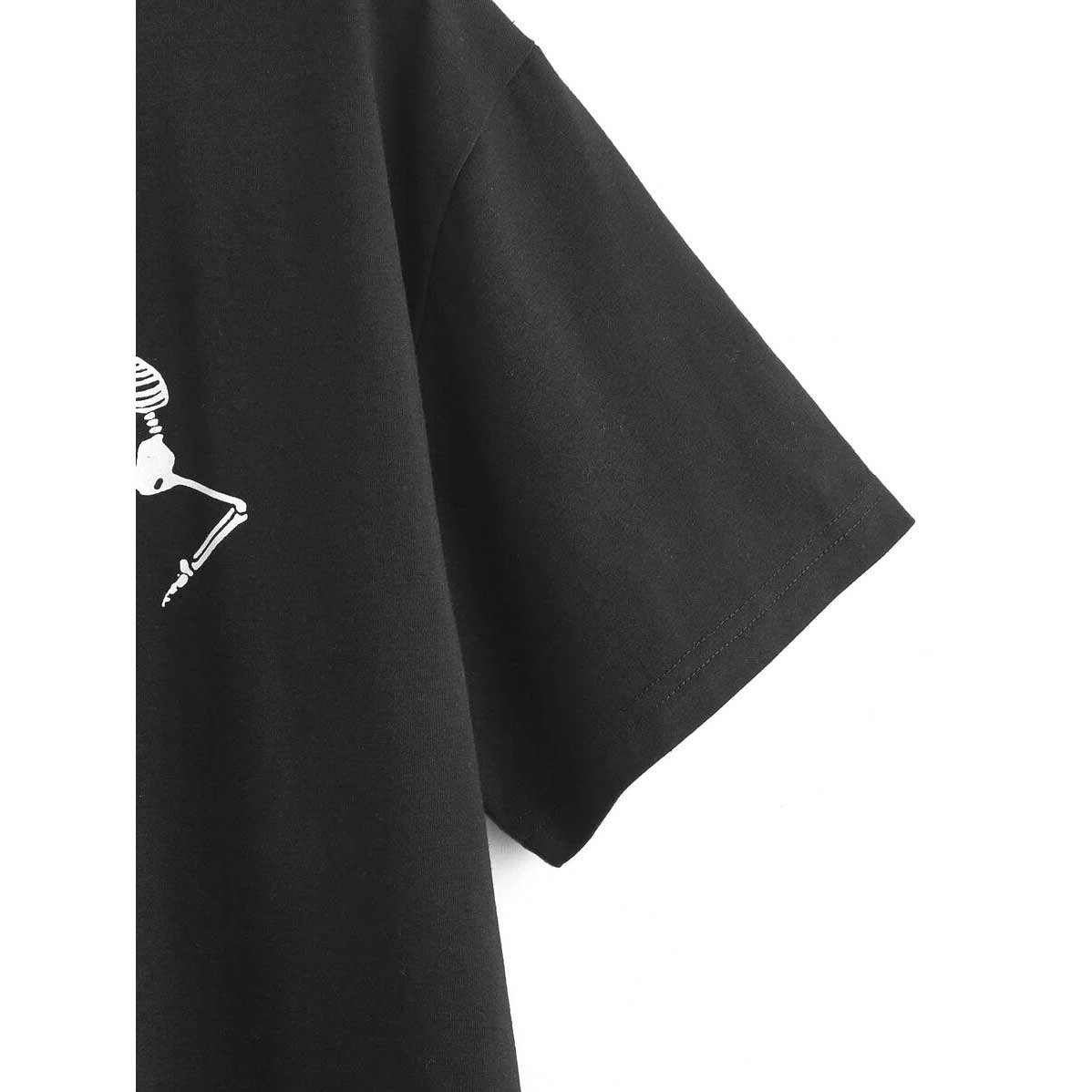 Halloween Printing Black Solid Color Half Sleeve Lose Fit T-Shirt Men