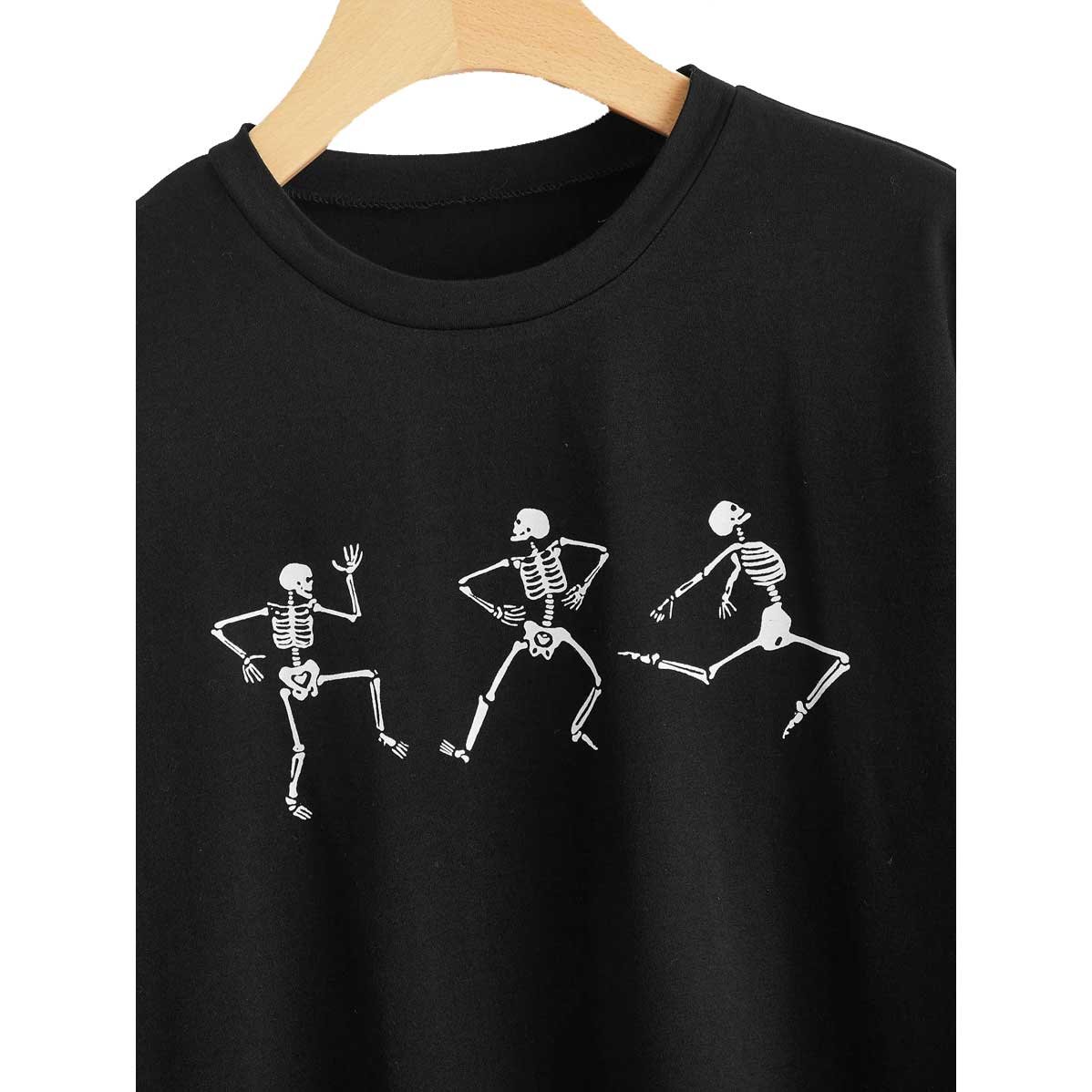 Halloween Printing Black Solid Color Half Sleeve Lose Fit T-Shirt Men