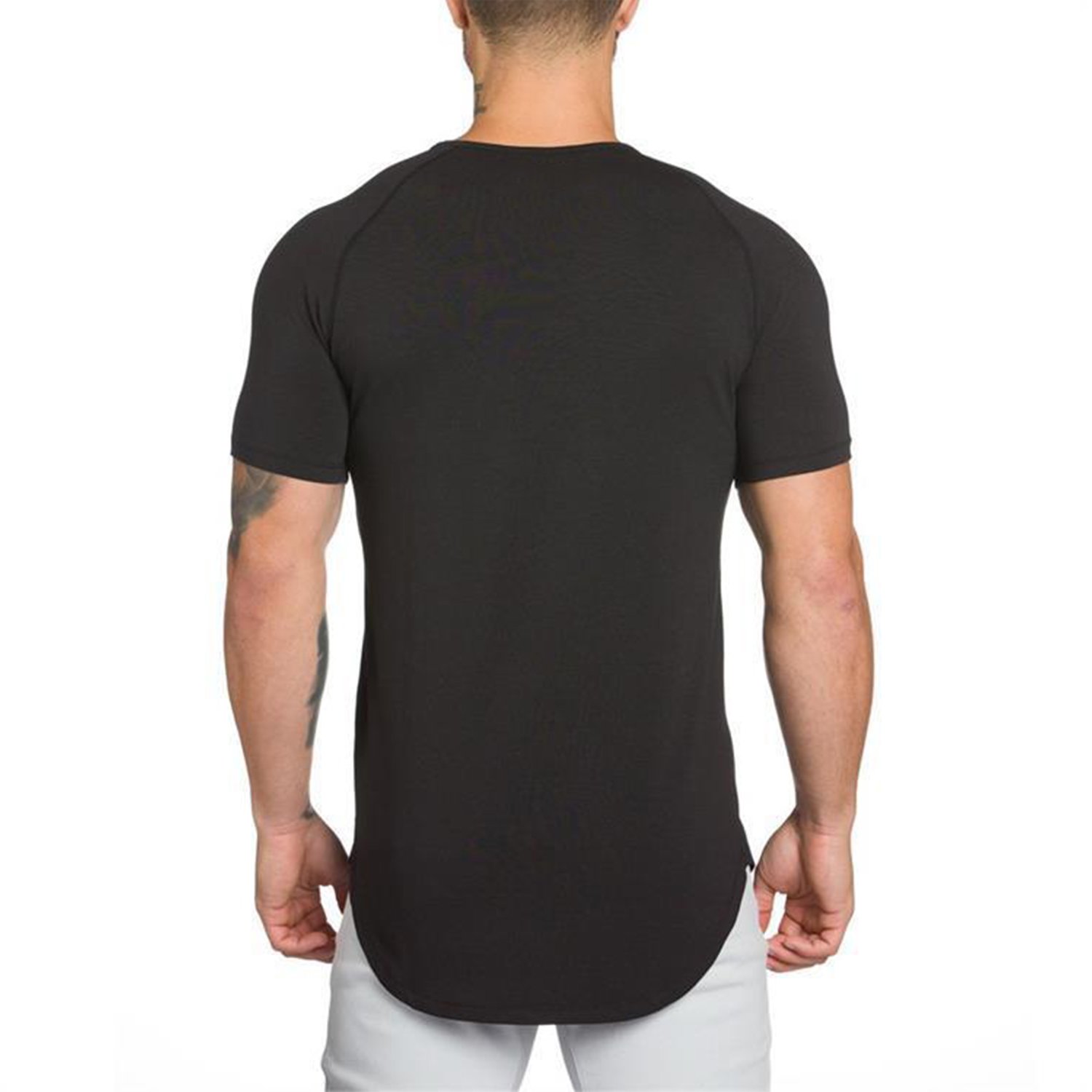 Custom Outdoor Hole O-Neck Blue Fitness Sport 100% Cotton Men's T-Shirt