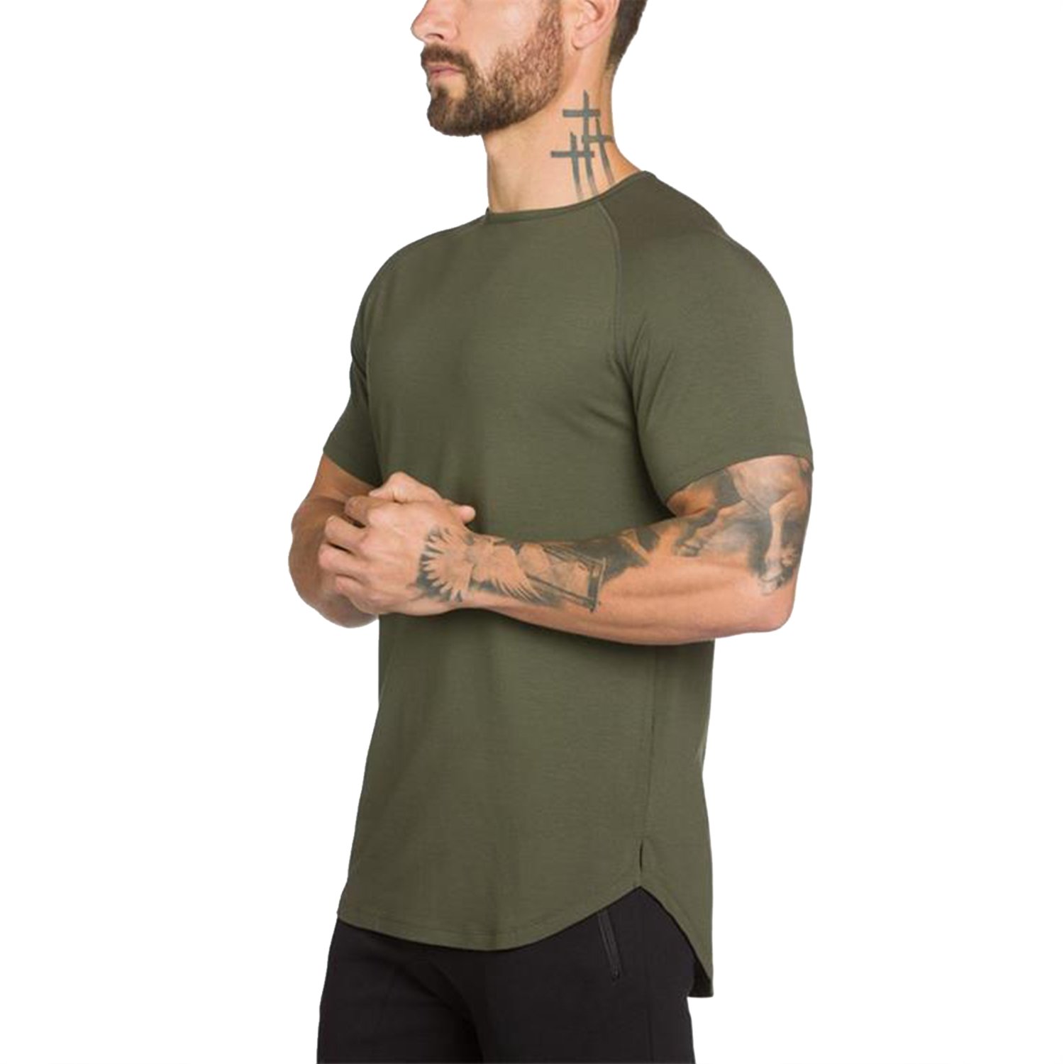 Custom Outdoor Hole O-Neck Blue Fitness Sport 100% Cotton Men's T-Shirt