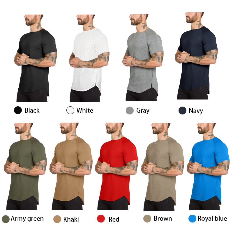 Custom Outdoor Hole O-Neck Blue Fitness Sport 100% Cotton Men's T-Shirt