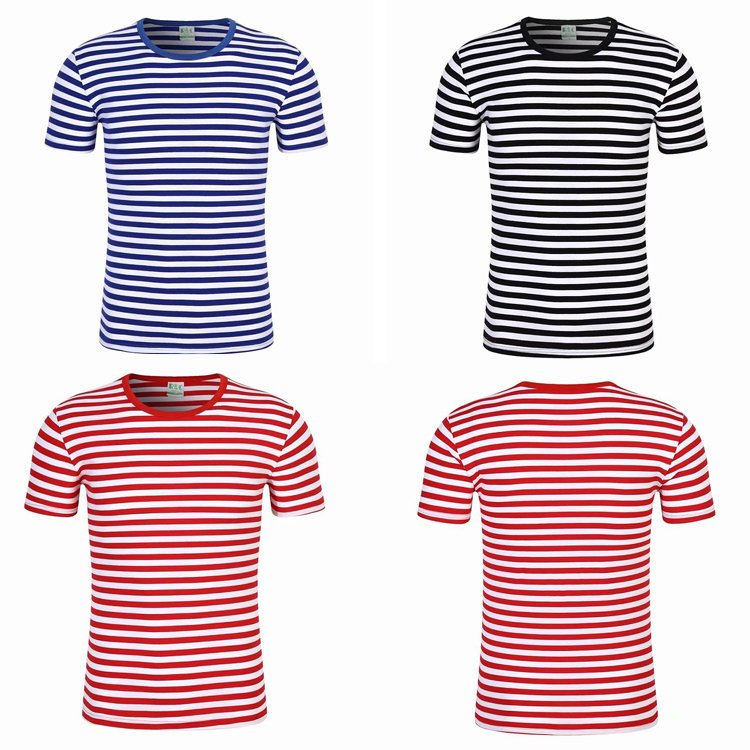 2023 Wholesale Popular Across Strip Men's T-shirts Naval Style Plus Size T-shirts High Quality 100% Cotton Cheap Striped T Shirt