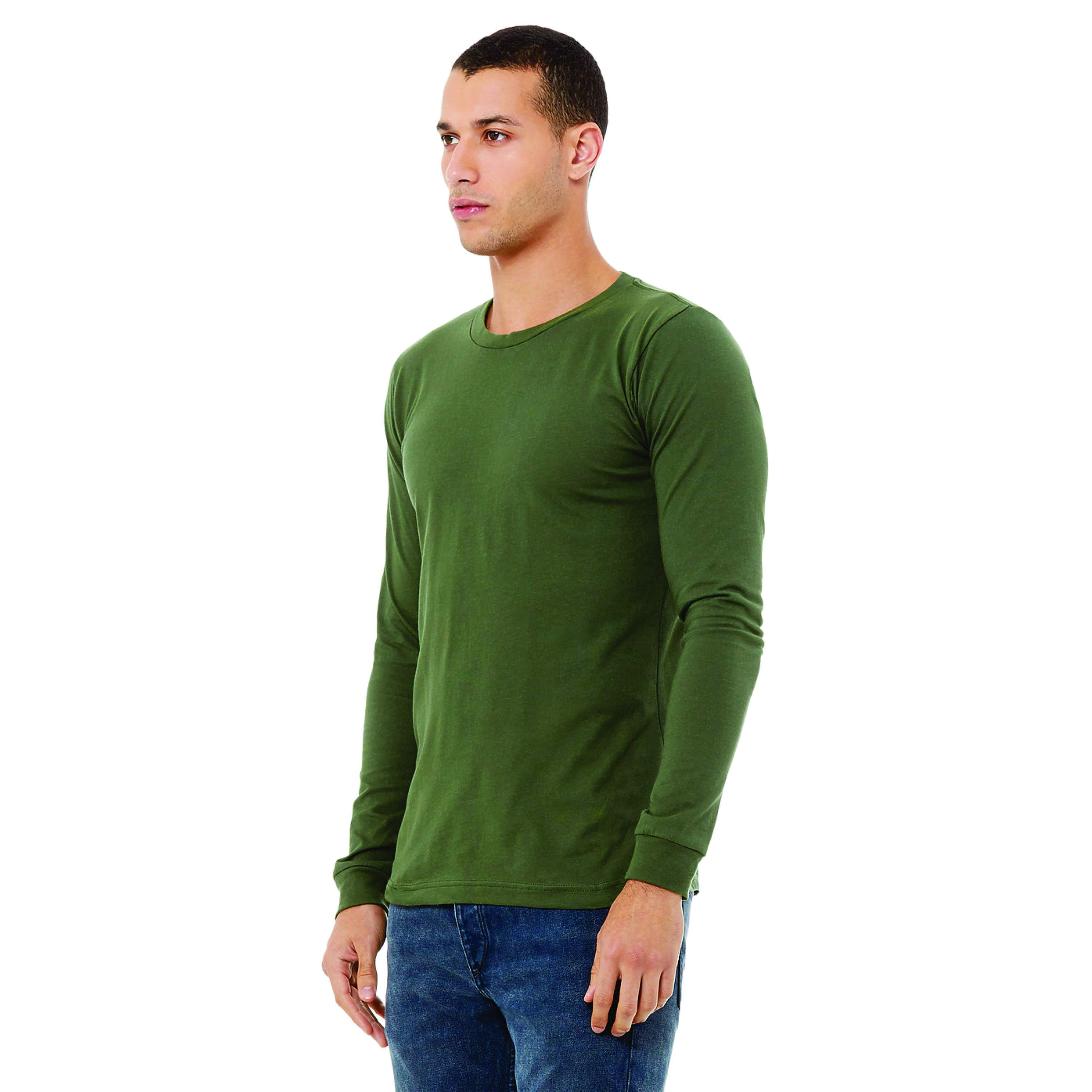 Classic Crew Neck Unisex Jersey Long Sleeve T-Shirt: 100% Airlume Combed and Ring Spun Cotton, 32 Single, 4.2 oz, Green