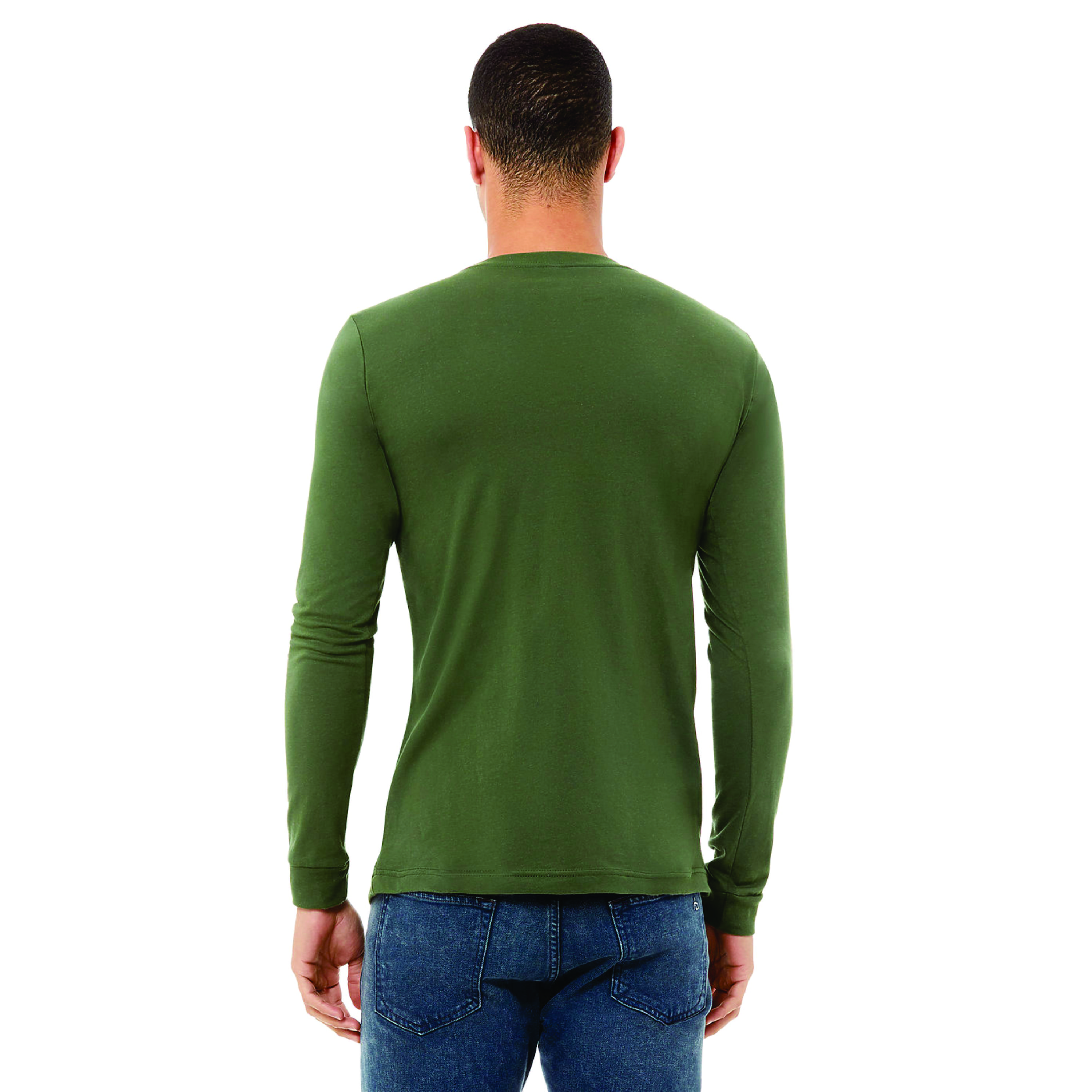Classic Crew Neck Unisex Jersey Long Sleeve T-Shirt: 100% Airlume Combed and Ring Spun Cotton, 32 Single, 4.2 oz, Green