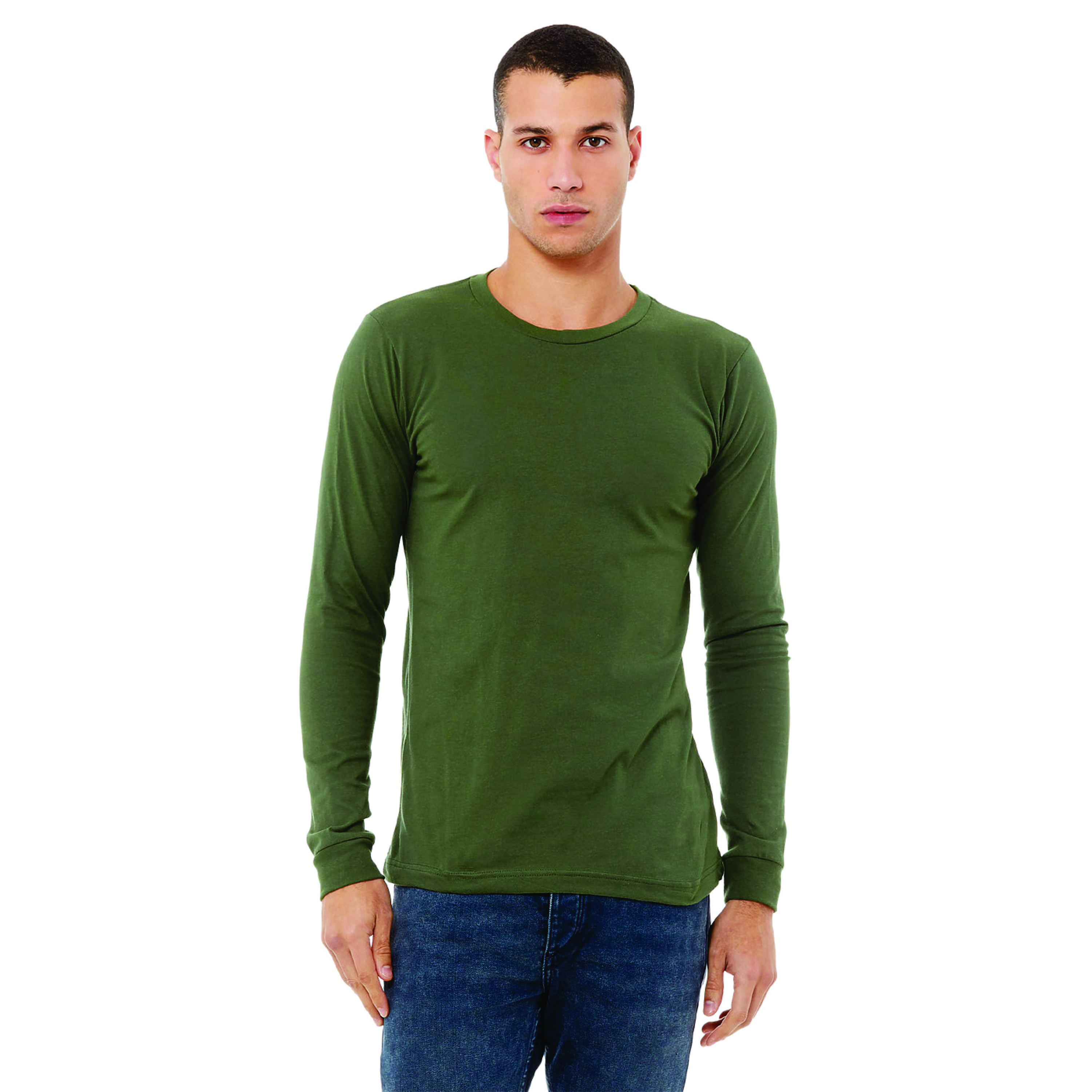 Classic Crew Neck Unisex Jersey Long Sleeve T-Shirt: 100% Airlume Combed and Ring Spun Cotton, 32 Single, 4.2 oz, Green