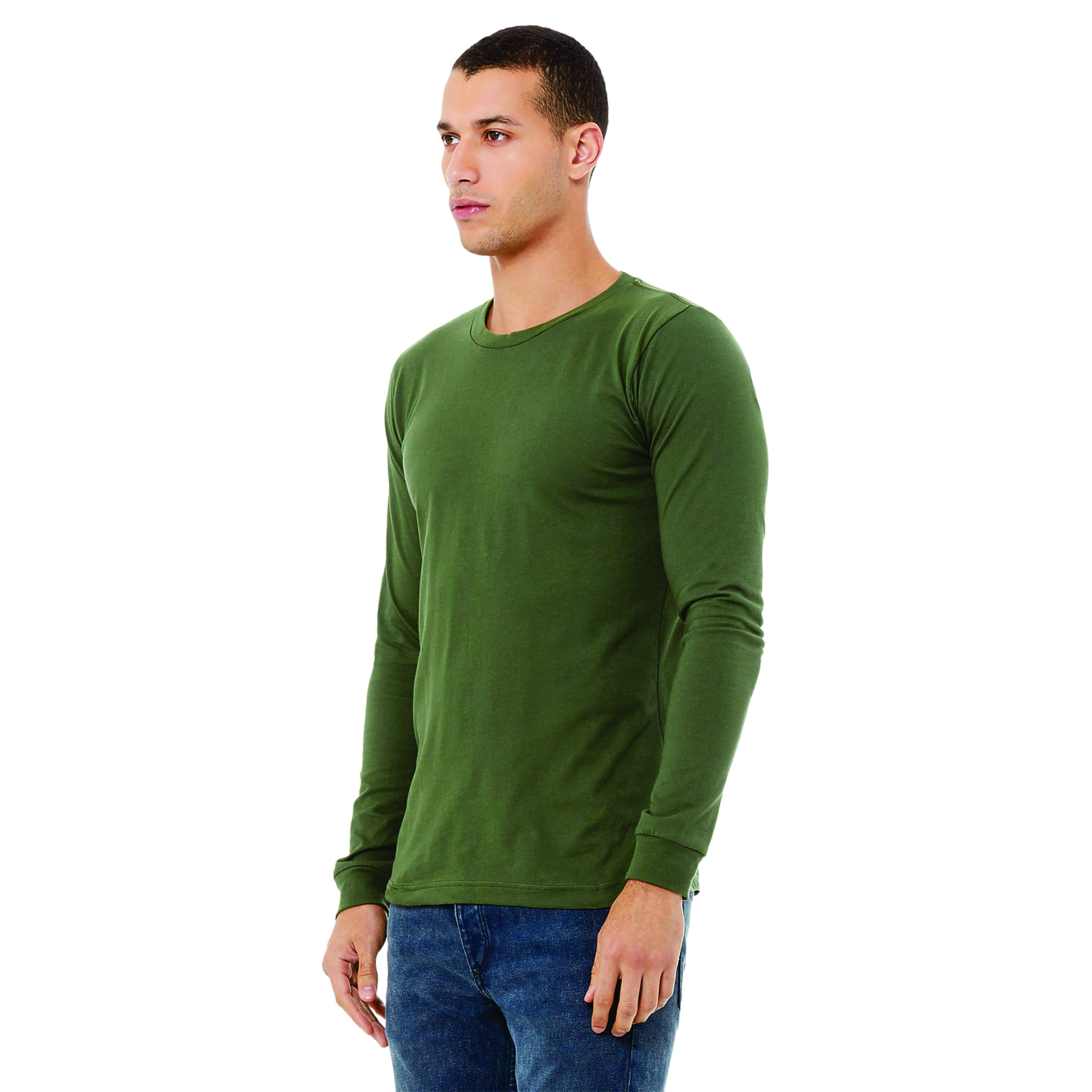 Classic Crew Neck Unisex Jersey Long Sleeve T-Shirt: 100% Airlume Combed and Ring Spun Cotton, 32 Single, 4.2 oz, Green