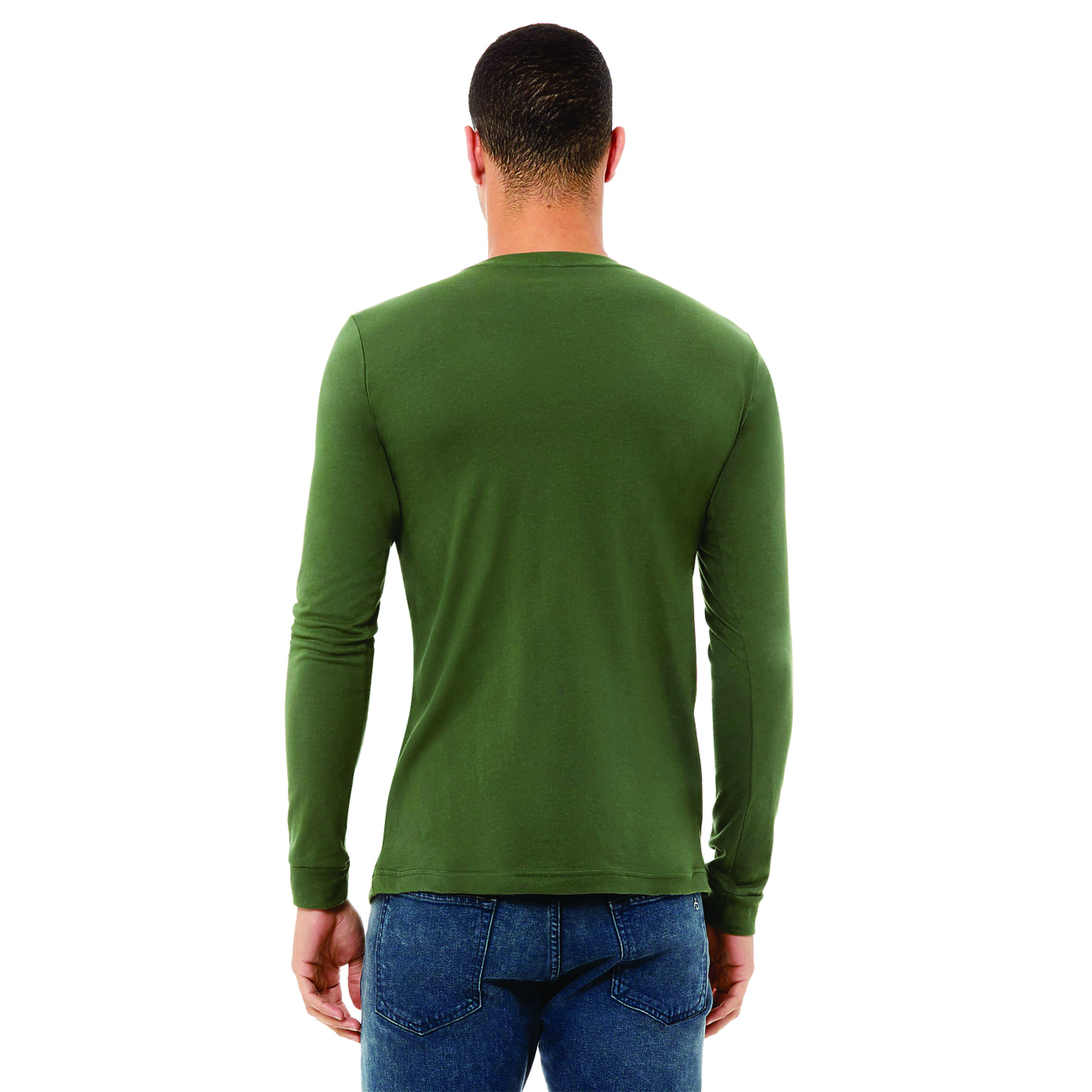 Classic Crew Neck Unisex Jersey Long Sleeve T-Shirt: 100% Airlume Combed and Ring Spun Cotton, 32 Single, 4.2 oz, Green