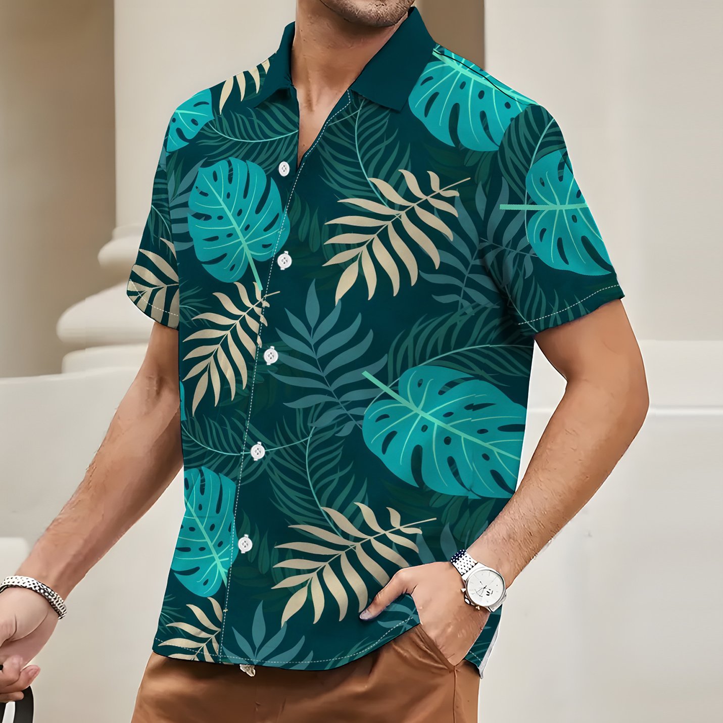Summer Hawaiian Vacation Shirt Fashion Men's Polo T-shirt Short Sleeve Tops Casual Oversized Sports Men's Shirt