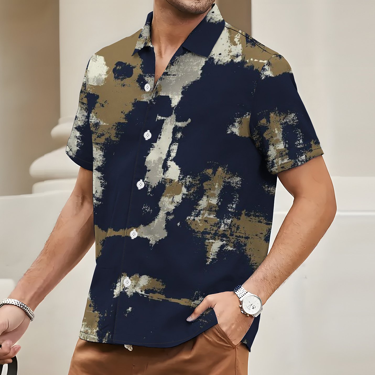 Summer Hawaiian Vacation Shirt Fashion Men's Polo T-shirt Short Sleeve Tops Casual Oversized Sports Men's Shirt