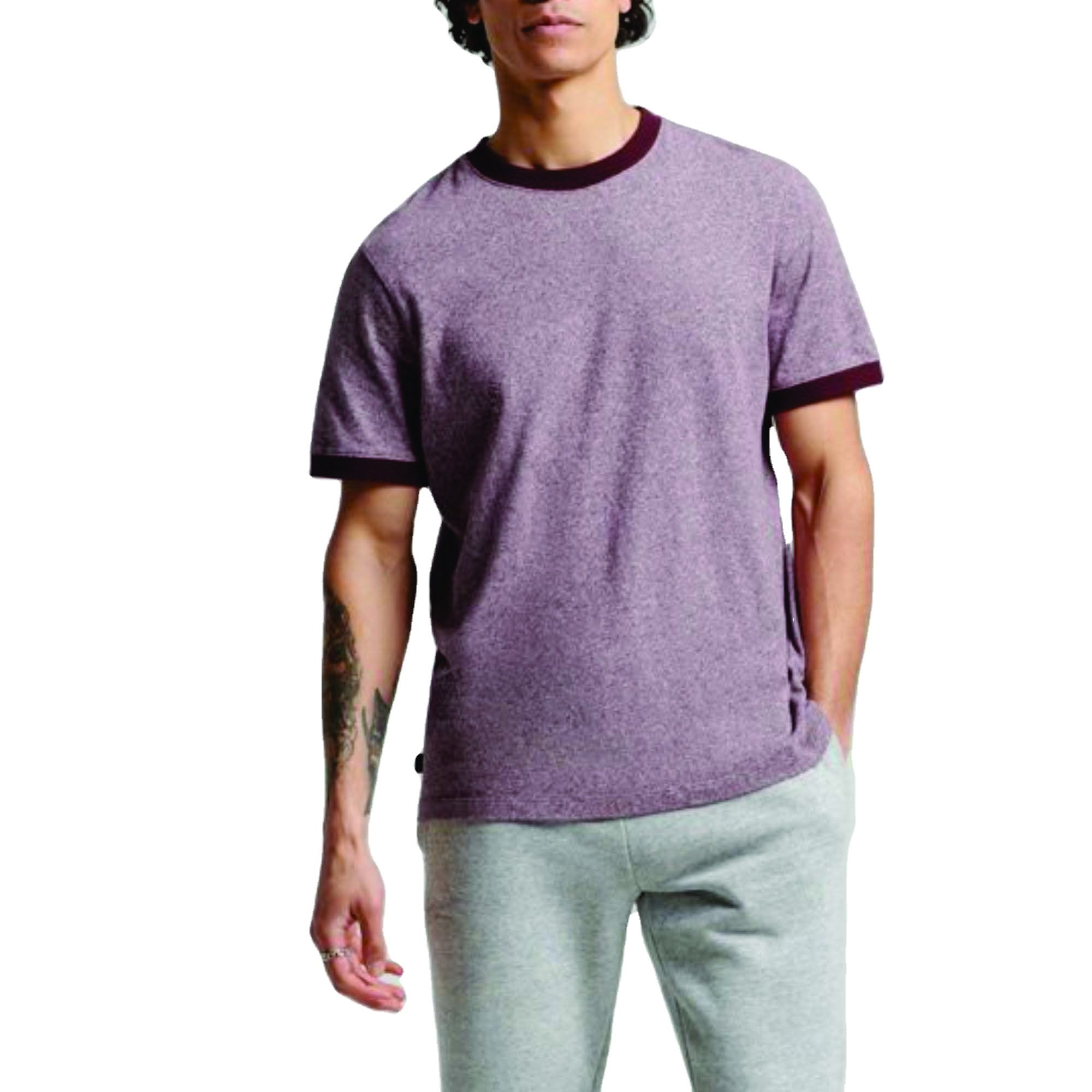 Wholesale Custom Men's T-Shirt: 100% Cotton, O-Neck Ringer Style, Print-Ready, Blank Plain Tees