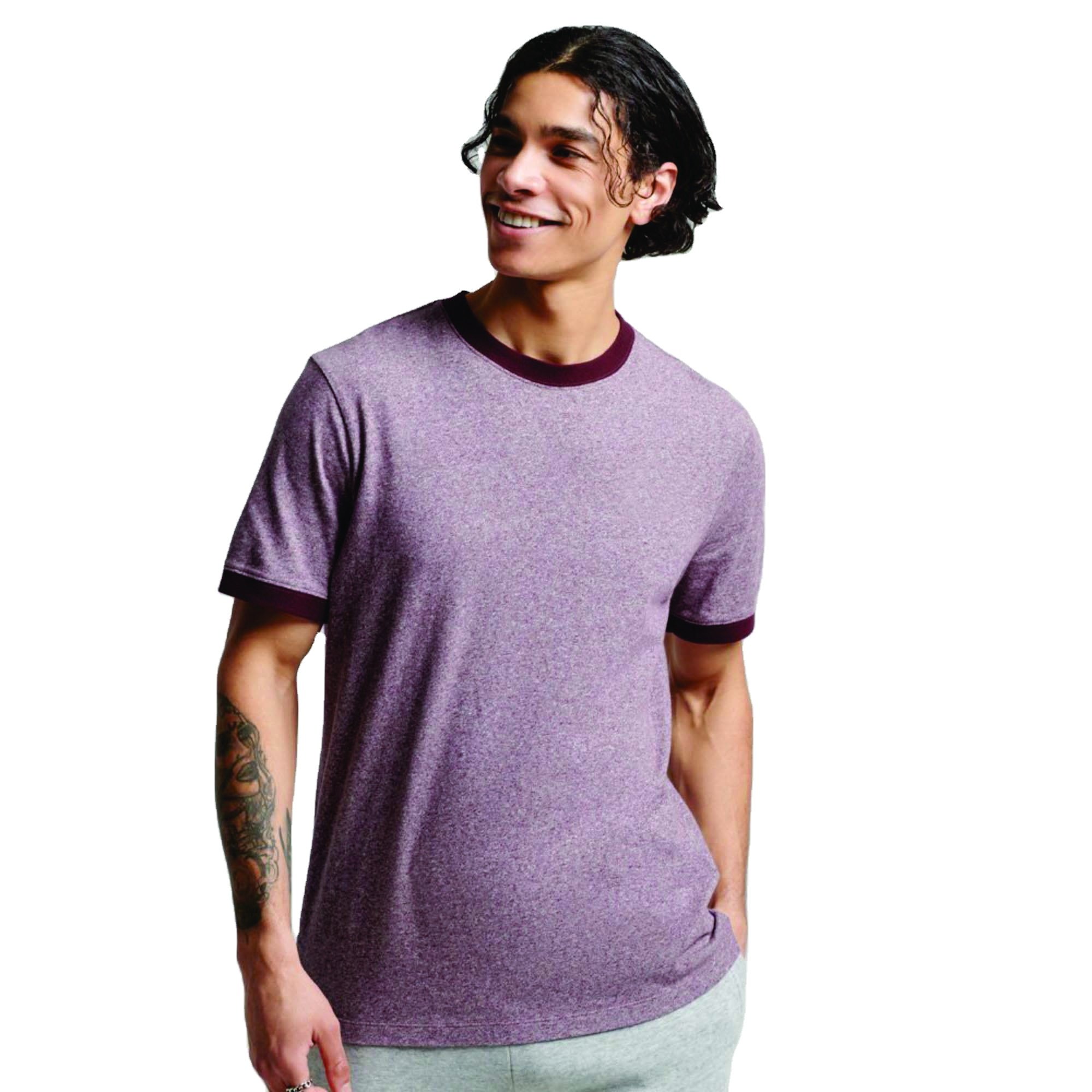 Wholesale Custom Men's T-Shirt: 100% Cotton, O-Neck Ringer Style, Print-Ready, Blank Plain Tees