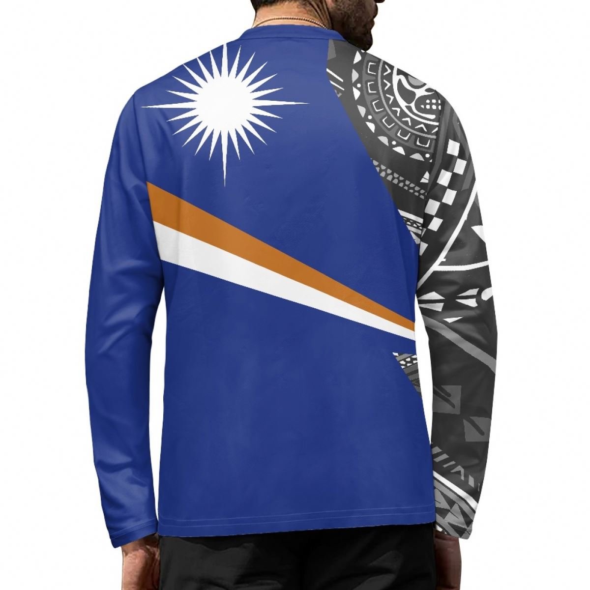 Kwajalein Flag Designs Men Long Sleeve T-Shirt Crewneck Fashion Custom T Shirts Polynesian Top Male Streetwear Fit Men's Clothes