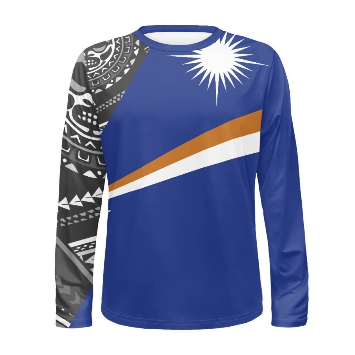 Kwajalein Flag Designs Men Long Sleeve T-Shirt Crewneck Fashion Custom T Shirts Polynesian Top Male Streetwear Fit Men's Clothes