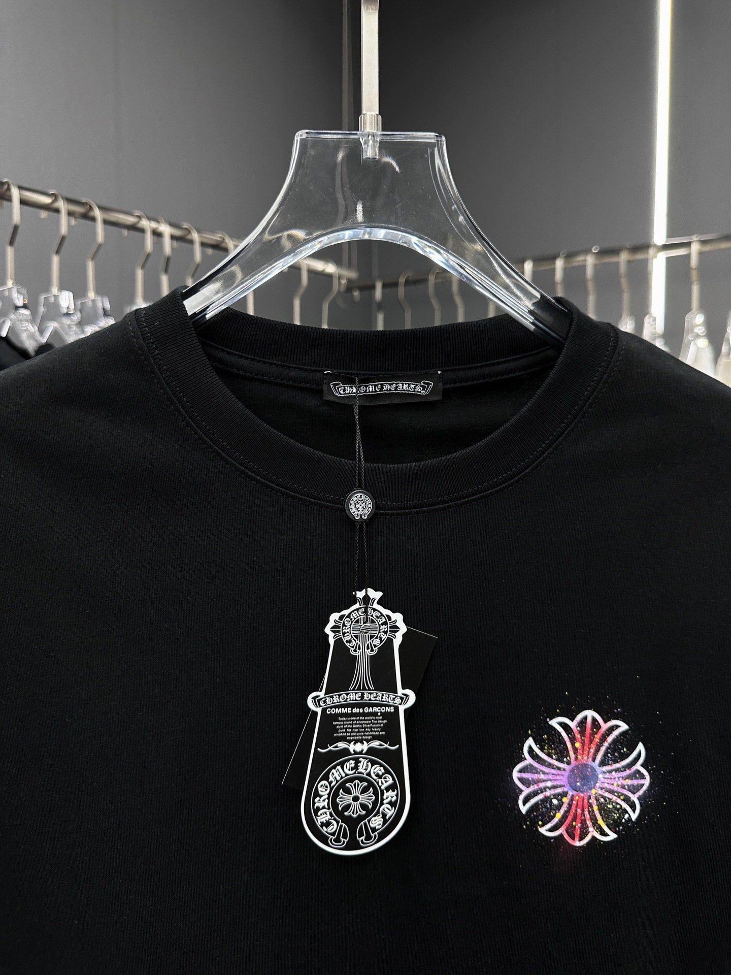 Wholesale 2024 New Luxury Brand Heart chrome embroidered Sanskrit cross airbrushed 100% cotton men and women sleeve T-shirt