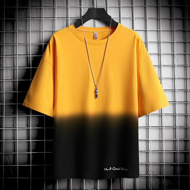 New Style O-Neck Short Sleeve Two Tone Gradient Ramp Loose Summer Casual Wear Men's T-Shirts
