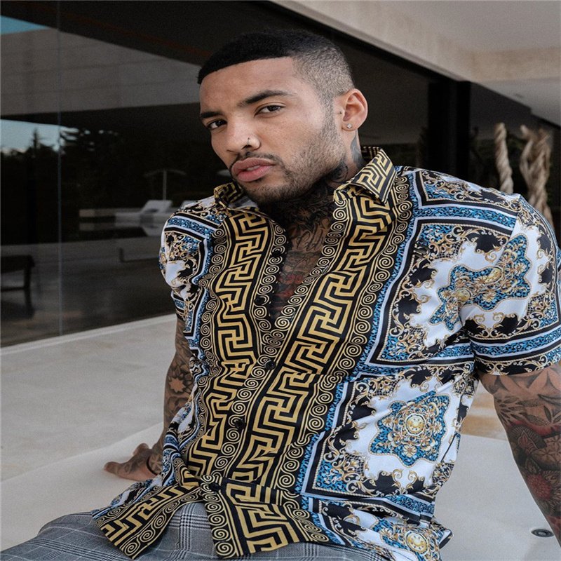 2024 Summer 3D Digital Printing 3D Men's T-Shirt Casual Solid Embroidered Short Sleeve Knitted with Interracial Avatar