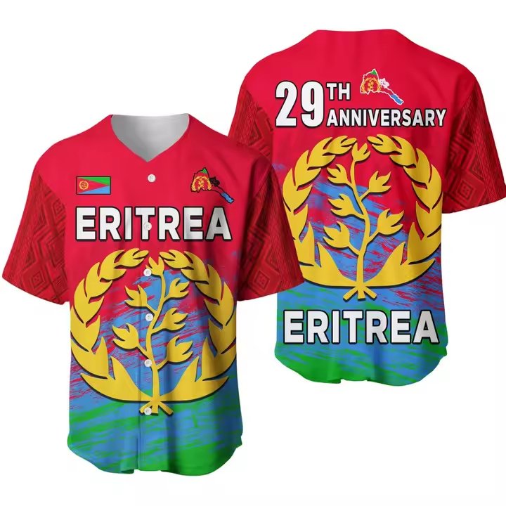 Wholesale Cheap Men's T-Shirts Loose Short Sleeve Tops Casual Oversized T-Shirts Pod Clothing Eritrea Flag Baseball Shirt