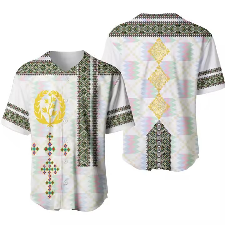 Wholesale Cheap Men's T-Shirts Loose Short Sleeve Tops Casual Oversized T-Shirts Pod Clothing Eritrea Flag Baseball Shirt