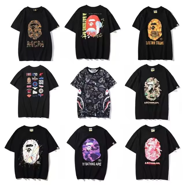 wholesale New Ape Head for Bapes shirt printing Men's T-shirts Drop Shoulder Loose T shirt Top Tee Shirts T-shirt Streetwear