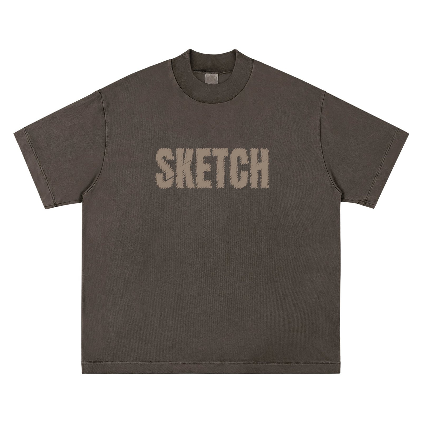 custom heavyweight 300 gsm acid wash screen printing t shirt oversize high neck men's t-shirt