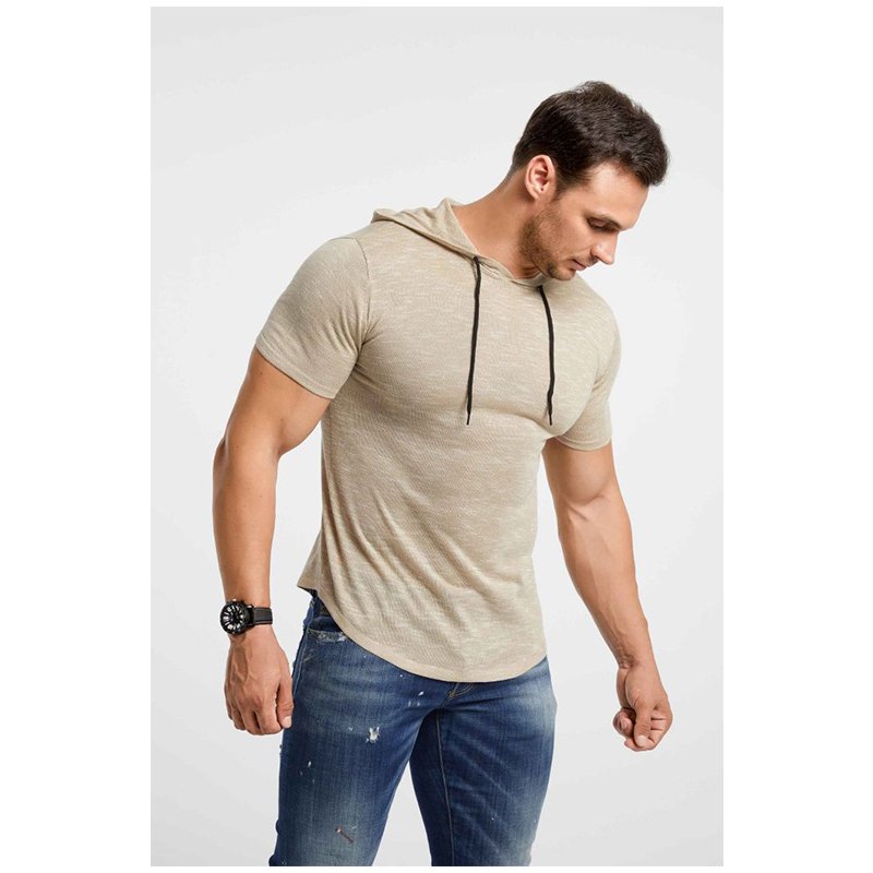 Mens Short Sleeve oversized Hoodies Workout Muscle Gym T-Shirts Cotton Athletic Lightweight Sweatshirt Pullover