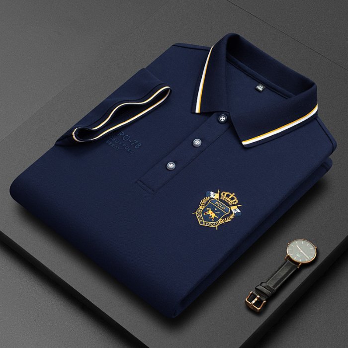 High quality POLO Polo shirt Summer short sleeve T-shirt Business casual men's polo embroidered pattern T-shirt