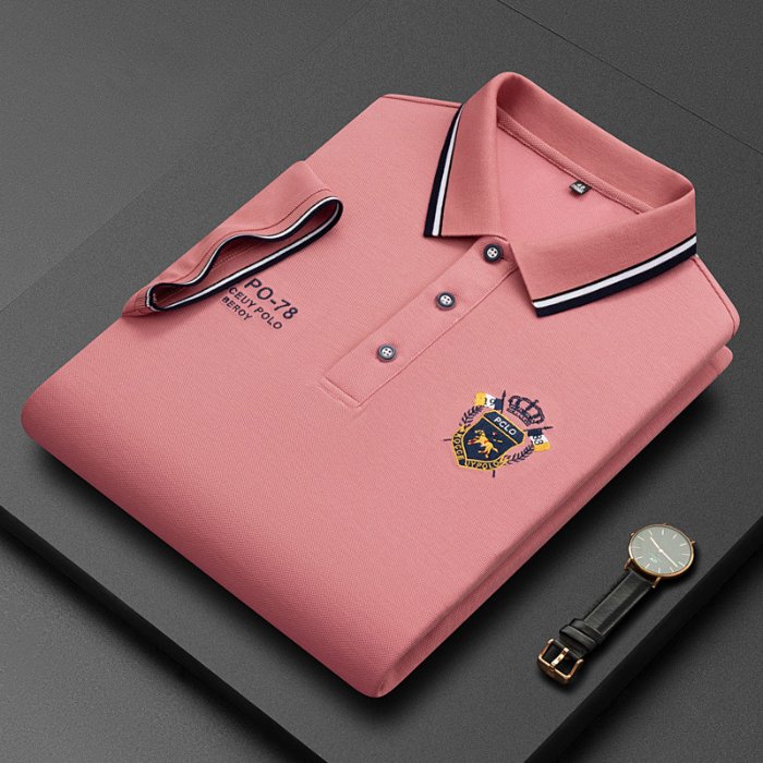 High quality POLO Polo shirt Summer short sleeve T-shirt Business casual men's polo embroidered pattern T-shirt