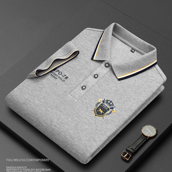 High quality POLO Polo shirt Summer short sleeve T-shirt Business casual men's polo embroidered pattern T-shirt
