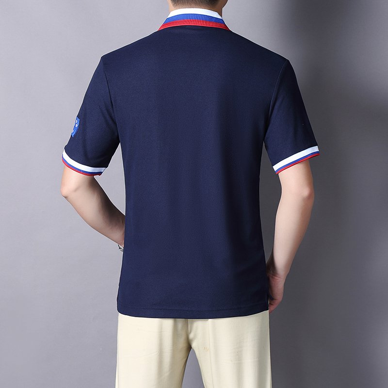 Polo Shirt Men's Short-sleeved Sports And Leisure Color-blocking Cotton Color-blocking Color-blocking Embroidery French Football