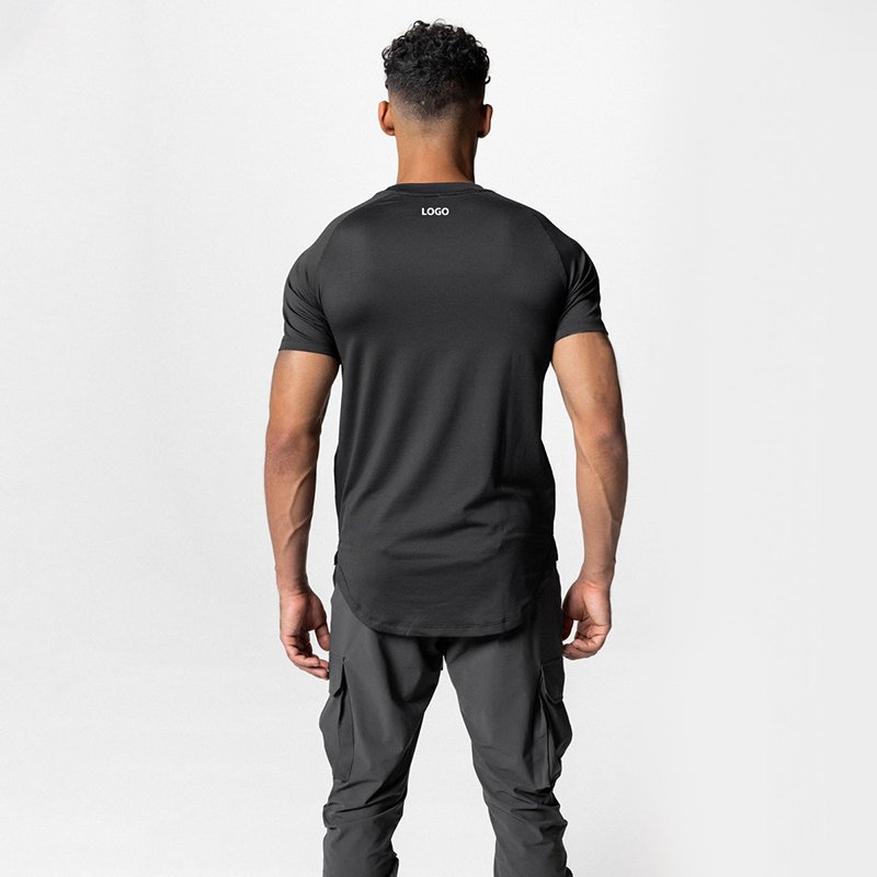Short sleeve T shirt spring and summer men thin quick-dry black simple solid color round-neck plus size men's t-shirts