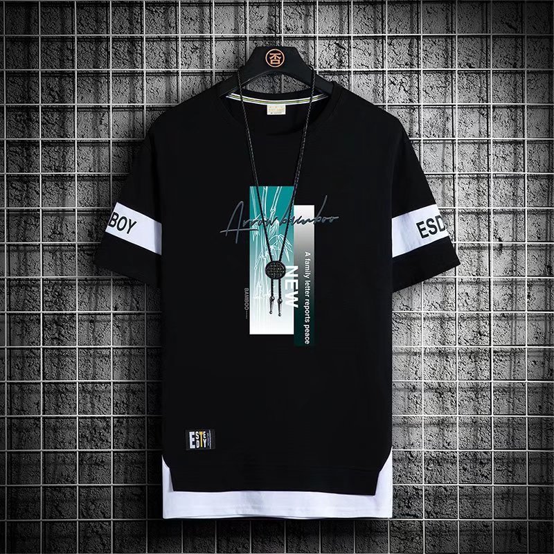 Wholesale Summer Men'S Plus Size Cartoon Letter Breathable Quick Drying Oversized T-Shirt Casual Tops Customized Pattern