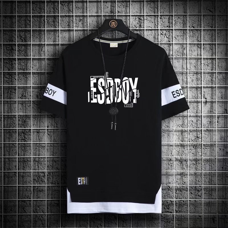 Wholesale Summer Men'S Plus Size Cartoon Letter Breathable Quick Drying Oversized T-Shirt Casual Tops Customized Pattern