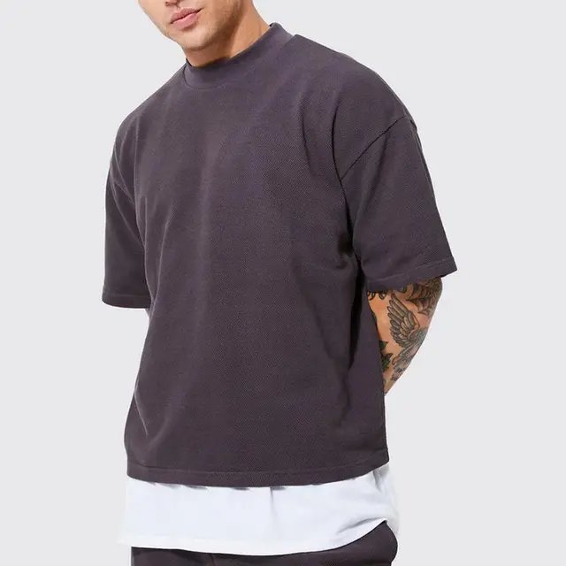 wholesale 100% cotton men's t shirt heavyweight luxury oversized drop shoulder custom logo desgin boxy blank tee and custom