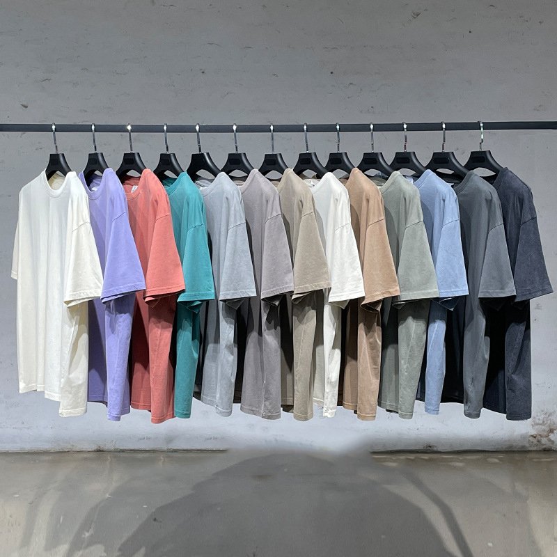 Custom Design Acid Washed Men's T-shirts Vintage Wholesale Clothing Plain Heavyweight Cotton Tshirt Logo Oversized Graphic