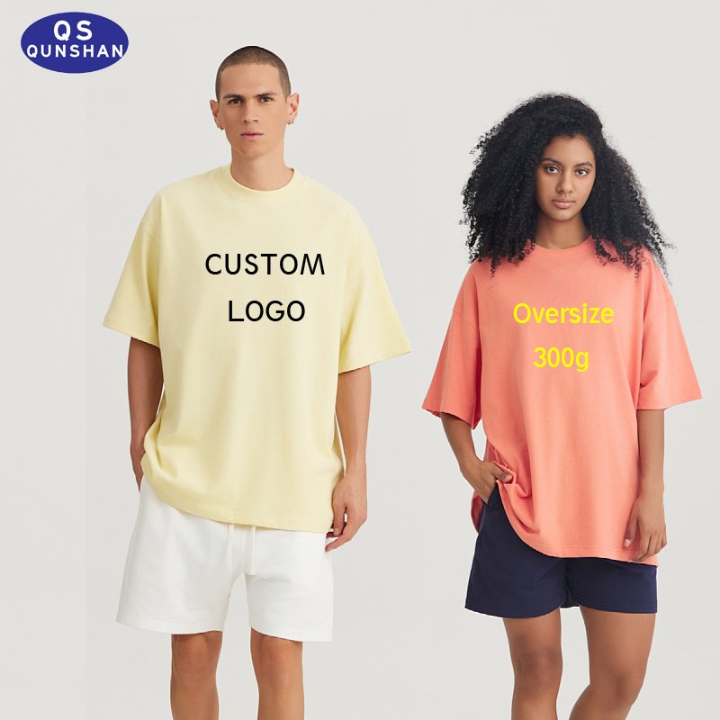 300 gsm 100% Cotton oversize t shirt boxy heavyweight Custom Logo Blank Plain Oversized Men's T-shirts short sleeve T Shirt