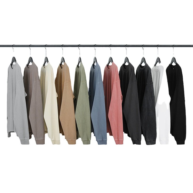 2022 Custom 310gsm Vintage Washed Heavy Thick 100% Cotton Blank Plain men's t-shirts Wholesale