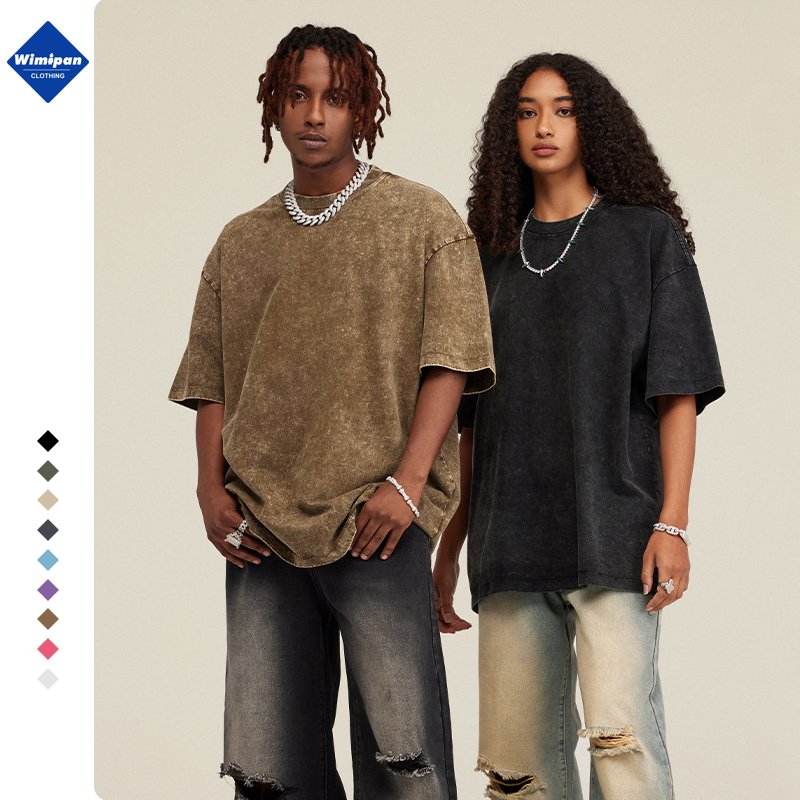 Heavy Cotton Plain T Shirt OEM Unisex Oversized T-shirt Custom Acid Wash Vintage Men's T-shirts