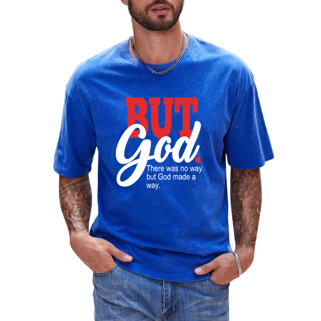 Wholesale Acid wash unisex t-shirts god letter print heavyweight cotton t shirt Oversize streetwear Vintage men's t-shirts