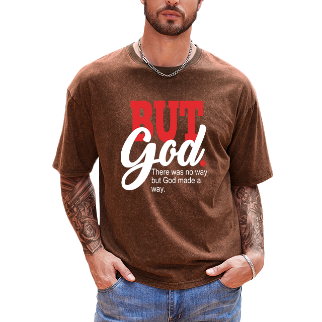Wholesale Acid wash unisex t-shirts god letter print heavyweight cotton t shirt Oversize streetwear Vintage men's t-shirts