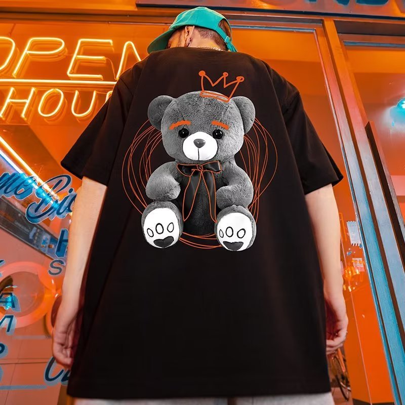 2024 Summer Cotton Print Hip Hop Oversized Men's T-shirt Short Sleeve Tops Tee men's clothing t shirts for men