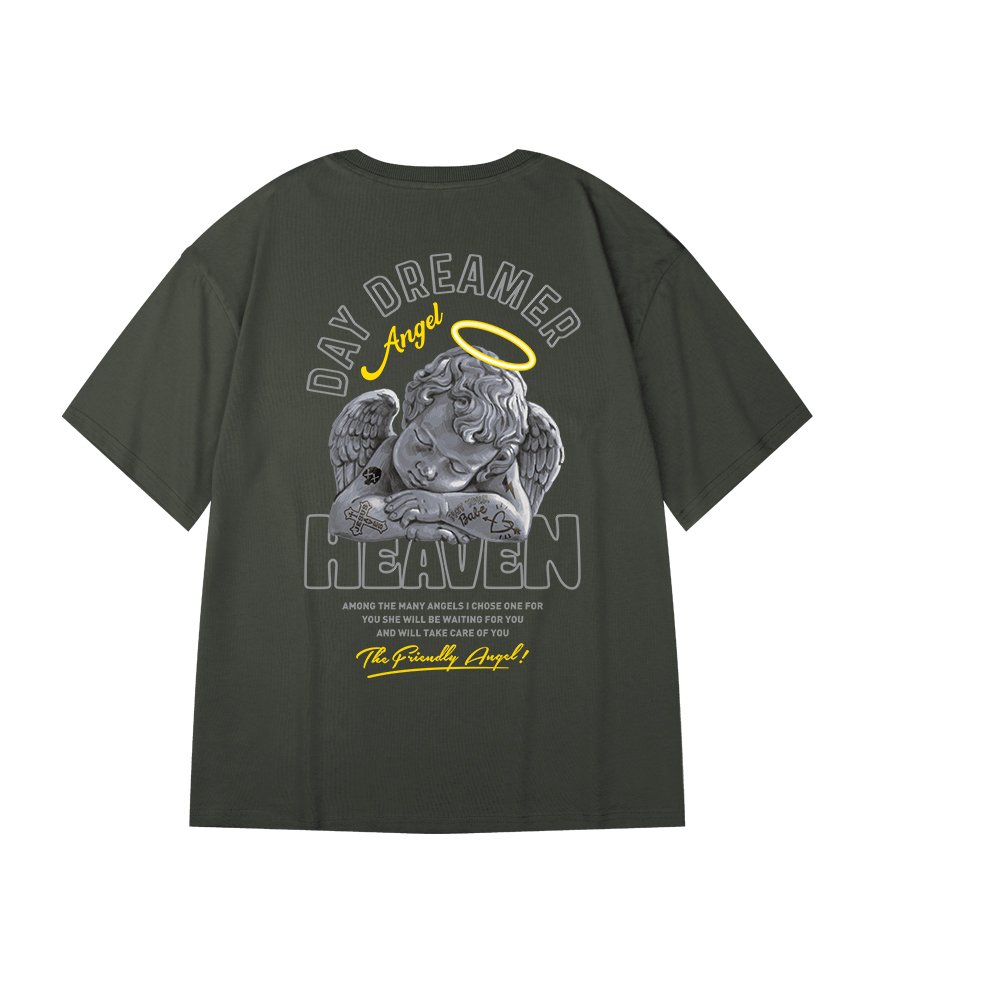 Custom high quality oversize Men's Large Size DTG Print Hip Hop Loose short Sleeve T-shirt five-and-a-half-sleeve men's T-shirt