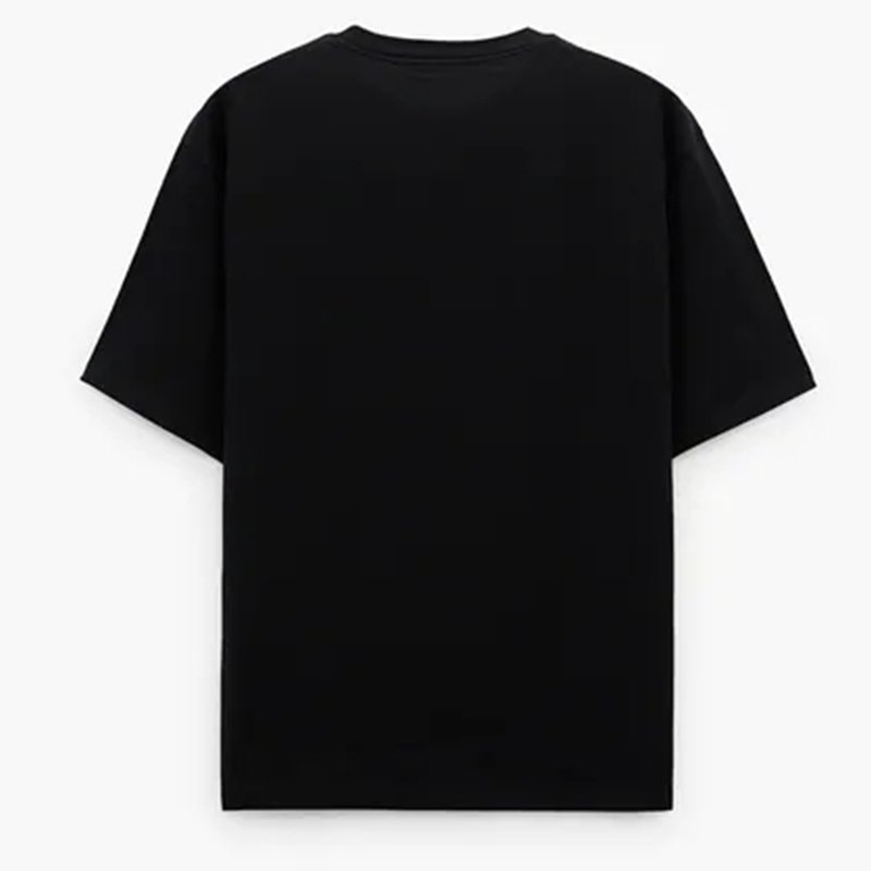 black tee customized logo design soft feel box fit drop shoulder Men T Shirt