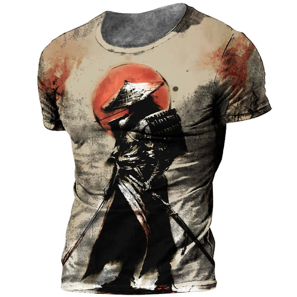 Fitspi Japanese Samurai T-shirt 3d Print Short Sleeve Tops Tees Casual Men's T Shirt Oversized Vintage Men's Clothing