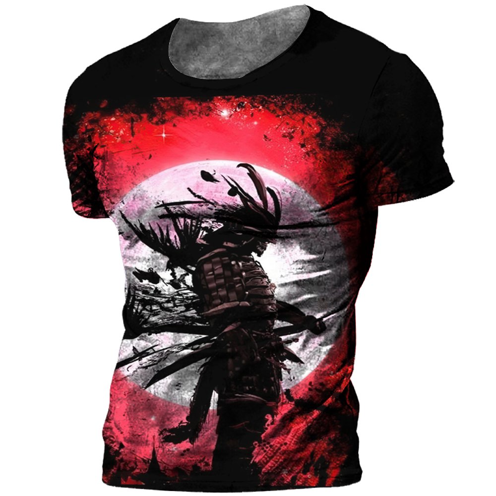 Fitspi Japanese Samurai T-shirt 3d Print Short Sleeve Tops Tees Casual Men's T Shirt Oversized Vintage Men's Clothing