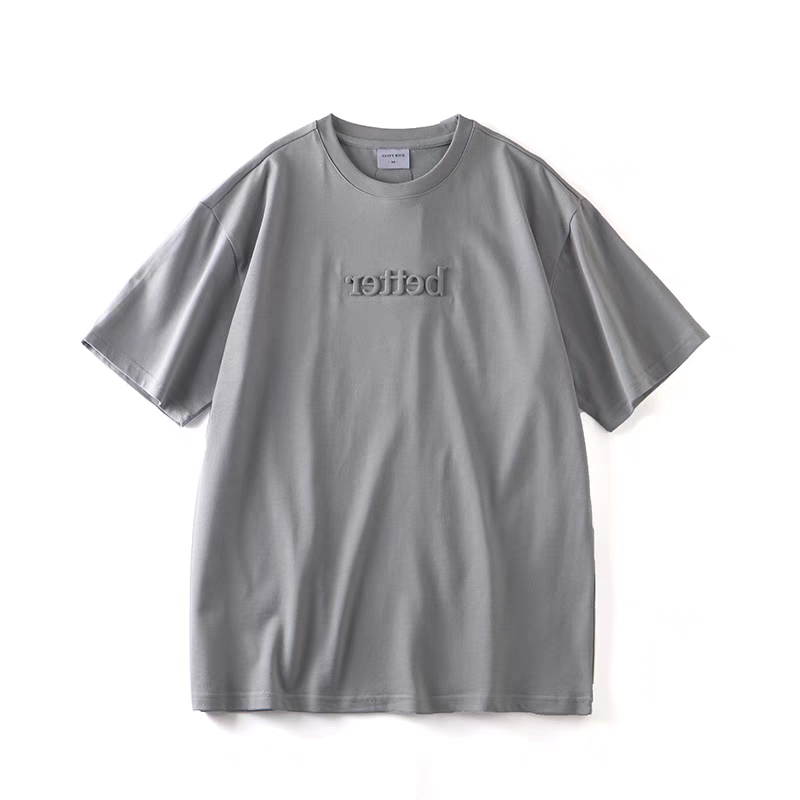 Wholesale Custom Heavyweight Plus Size Men's T-Shirts 100% Cotton Men Graphic T Shirt Oversize Embossed Printing Tshirt For Men