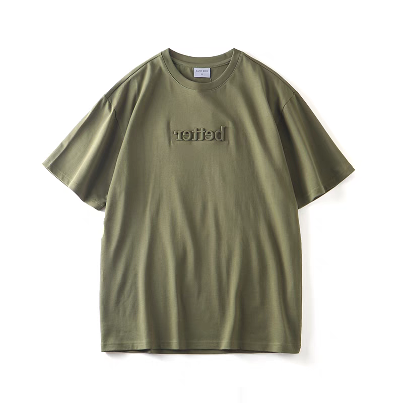 Wholesale Custom Heavyweight Plus Size Men's T-Shirts 100% Cotton Men Graphic T Shirt Oversize Embossed Printing Tshirt For Men