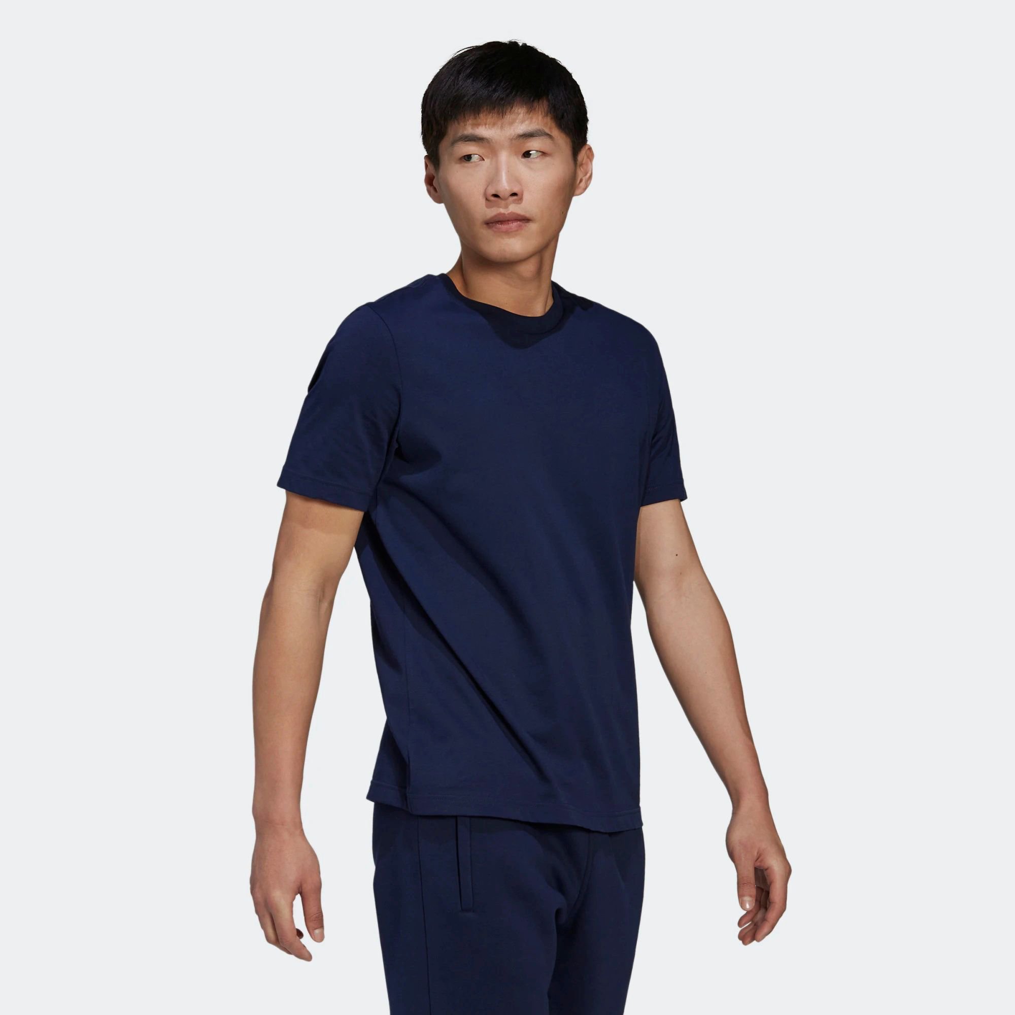 Night Indigo Men's Essentials T-Shirt - Regular Fit, Ribbed Crewneck, 100% Cotton Single Jersey, Short Sleeves