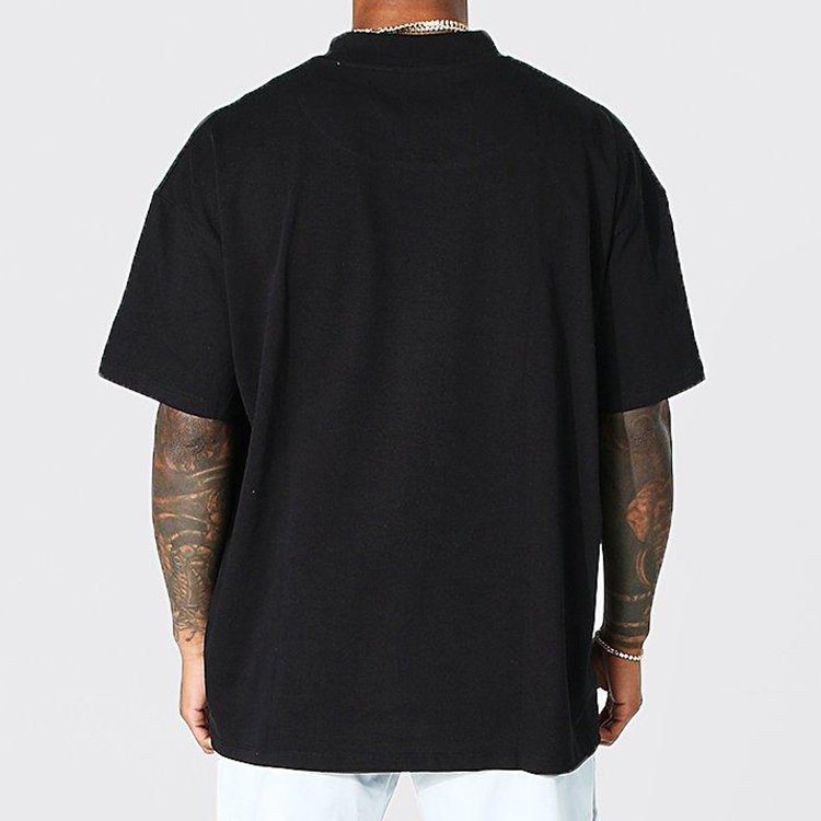 custom Logo desgin men's t shirt 100% cotton oversized t shirt heavyweight luxury quality drop shoulder black t shirt for men