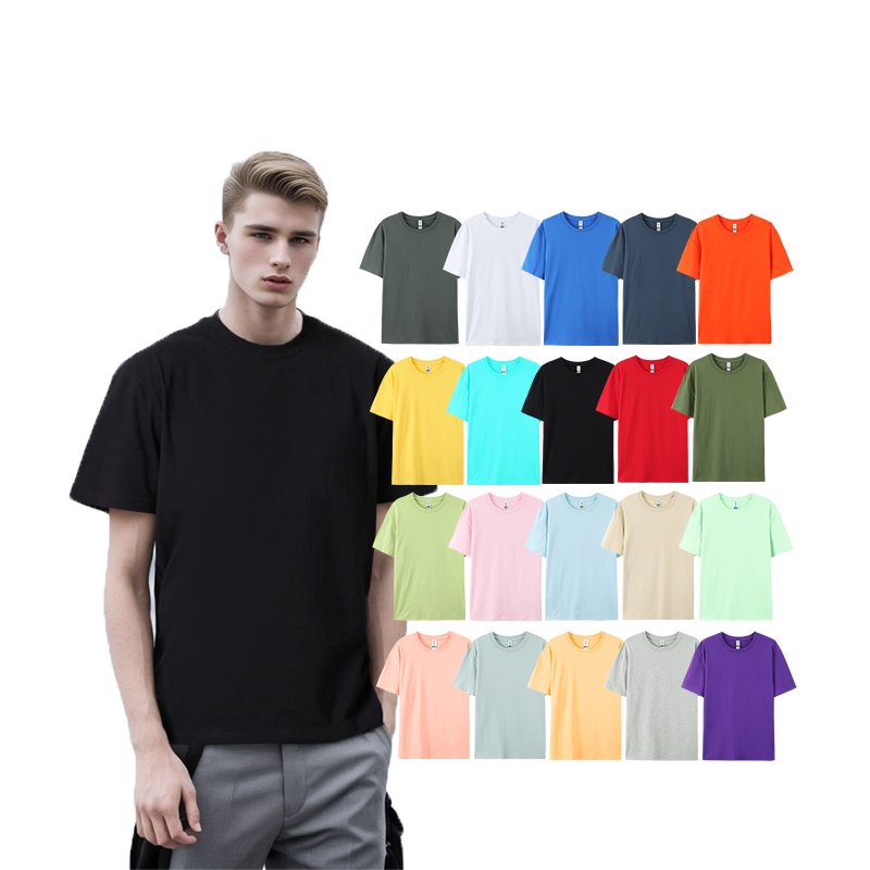 Screen Print Unisex Black Blank 100% Cotton 180Gsm White Plain Custom T Shirt Men'S T-Shirts For Men Pour Hommes High Quality